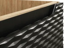 Meuble Sous Lavabo|Furnidea Meuble suspendu sous vasque OCEAN chêne et noir 60 cm - 2 tiroirs façades 3D