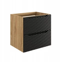 Meuble Sous Lavabo|Furnidea Meuble suspendu sous vasque OCEAN chêne et noir 60 cm - 2 tiroirs façades 3D