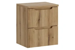 Meuble Vasque|Furnidea Meuble suspendu sous vasque 50 cm avec plan et 2 tiroirs NOVA chêne Coast Evoke
