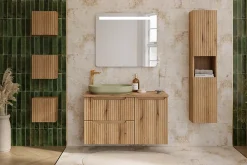 Meuble Vasque|Furnidea Meuble suspendu sous vasque 50 cm avec plan et 2 tiroirs NOVA chêne Coast Evoke