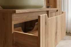 Meuble Vasque|Furnidea Meuble suspendu sous vasque 50 cm avec plan et 2 tiroirs NOVA chêne Coast Evoke