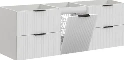 Meuble Sous-Vasque|Furnidea Meuble suspendu sous vasque avec panier à linge ADEL BLANC 160 cm