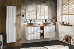 Meuble Sous-Vasque|Furnidea Meuble suspendu sous vasque avec panier à linge ADEL BLANC 160 cm