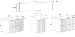 Meuble Sous-Vasque|Furnidea Meuble suspendu sous vasque avec panier à linge ADEL CACHEMIRE 160 cm