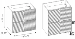 Meuble Sous Lavabo|Furnidea Meuble suspendu sous vasque avec 2 tiroirs VIVA CACHEMIRE 60 cm