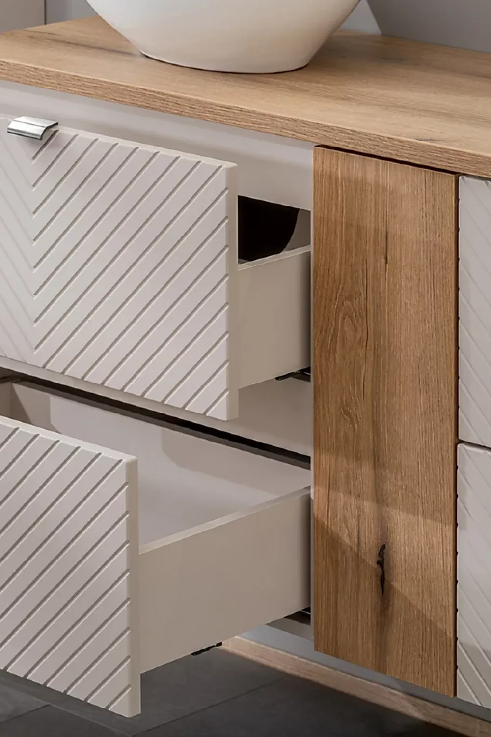 Meuble Sous Lavabo|Furnidea Meuble suspendu sous vasque avec 2 tiroirs VIVA CACHEMIRE 60 cm