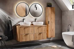 Meuble Sous-Vasque|Furnidea Meuble suspendu sous vasque avec panier à linge ADEL CHÊNE 120 cm