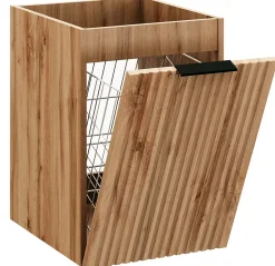 Meuble Sous-Vasque|Furnidea Meuble suspendu sous vasque avec panier à linge ADEL CHÊNE 120 cm