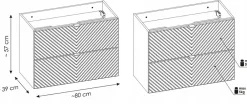Meuble Sous Lavabo|Furnidea Meuble suspendu sous vasque avec 2 tiroirs VIVA CACHEMIRE 80 cm