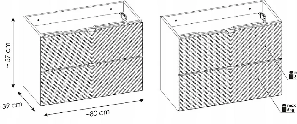 Meuble Sous Lavabo|Furnidea Meuble suspendu sous vasque avec 2 tiroirs VIVA CACHEMIRE 80 cm