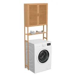 IDMarket Meuble étagère dessus WC placard bambou BEA