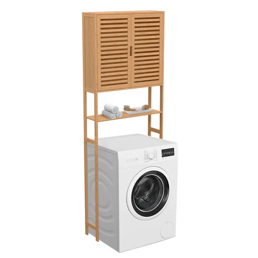 IDMarket Meuble étagère dessus WC placard bambou BEA
