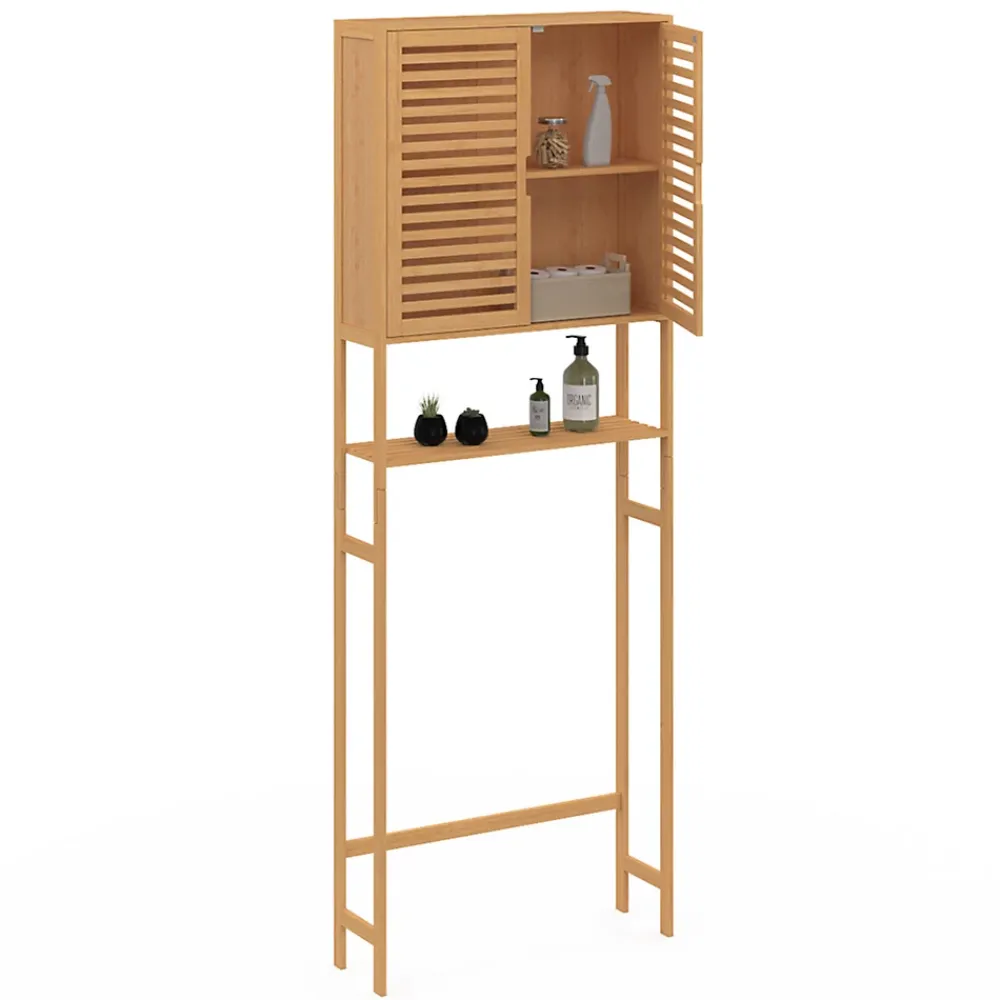 IDMarket Meuble étagère dessus WC placard bambou BEA