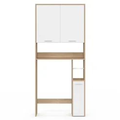 Meuble Wc|IDMarket Meuble étagère dessus WC WALLIS bois façon hêtre et blanc