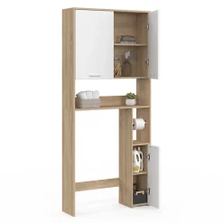 Meuble Wc|IDMarket Meuble étagère dessus WC WALLIS bois façon hêtre et blanc
