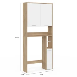 Meuble Wc|IDMarket Meuble étagère dessus WC WALLIS bois façon hêtre et blanc