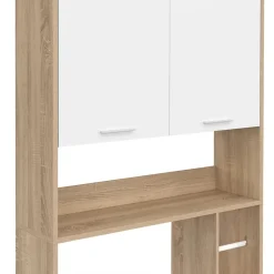 Meuble Wc|IDMarket Meuble étagère dessus WC WALLIS bois façon hêtre et blanc
