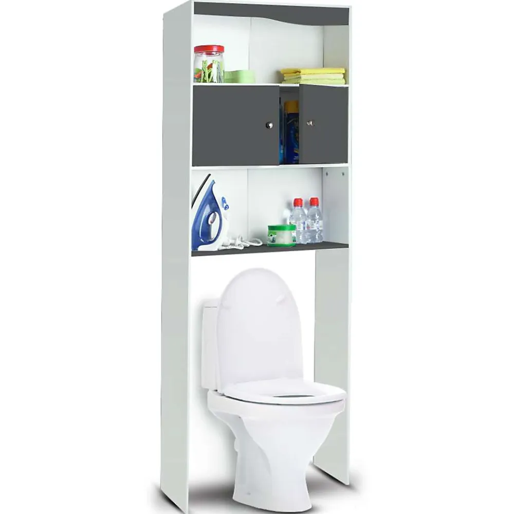 Meuble Wc|Ose Meuble étagère WC 2 portes effet bois