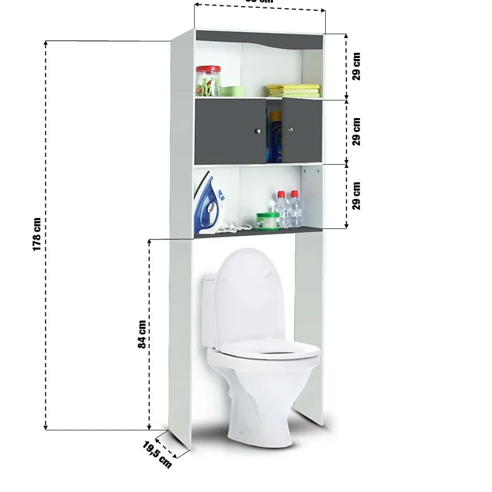 Meuble Wc|Ose Meuble étagère WC 2 portes effet bois