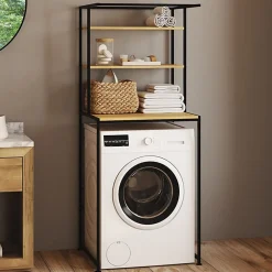 Armoire De Salle De Bains|IDMarket Meuble étagères de rangement dessus machine à laver DETROIT design industriel