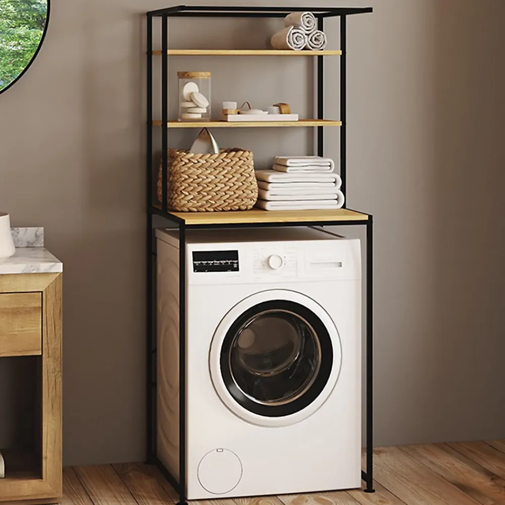 Armoire De Salle De Bains|IDMarket Meuble étagères de rangement dessus machine à laver DETROIT design industriel