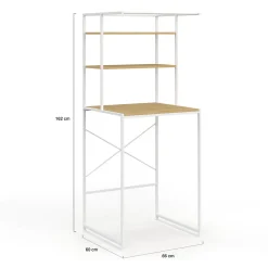 IDMarket Meuble étagères dessus machine à laver DETROIT bois et métal blanc