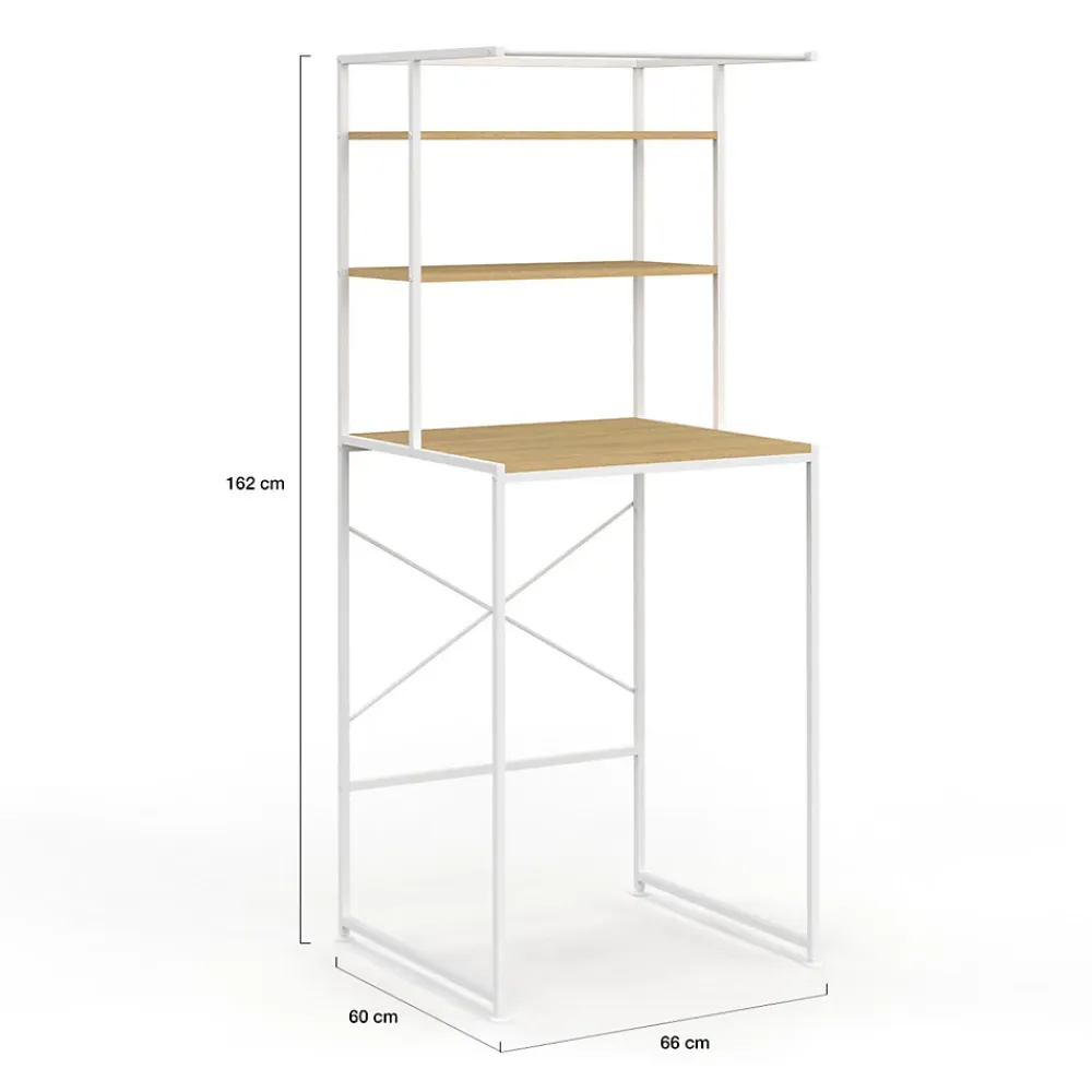 IDMarket Meuble étagères dessus machine à laver DETROIT bois et métal blanc