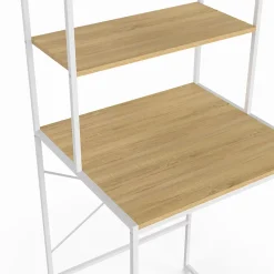 IDMarket Meuble étagères dessus machine à laver DETROIT bois et métal blanc