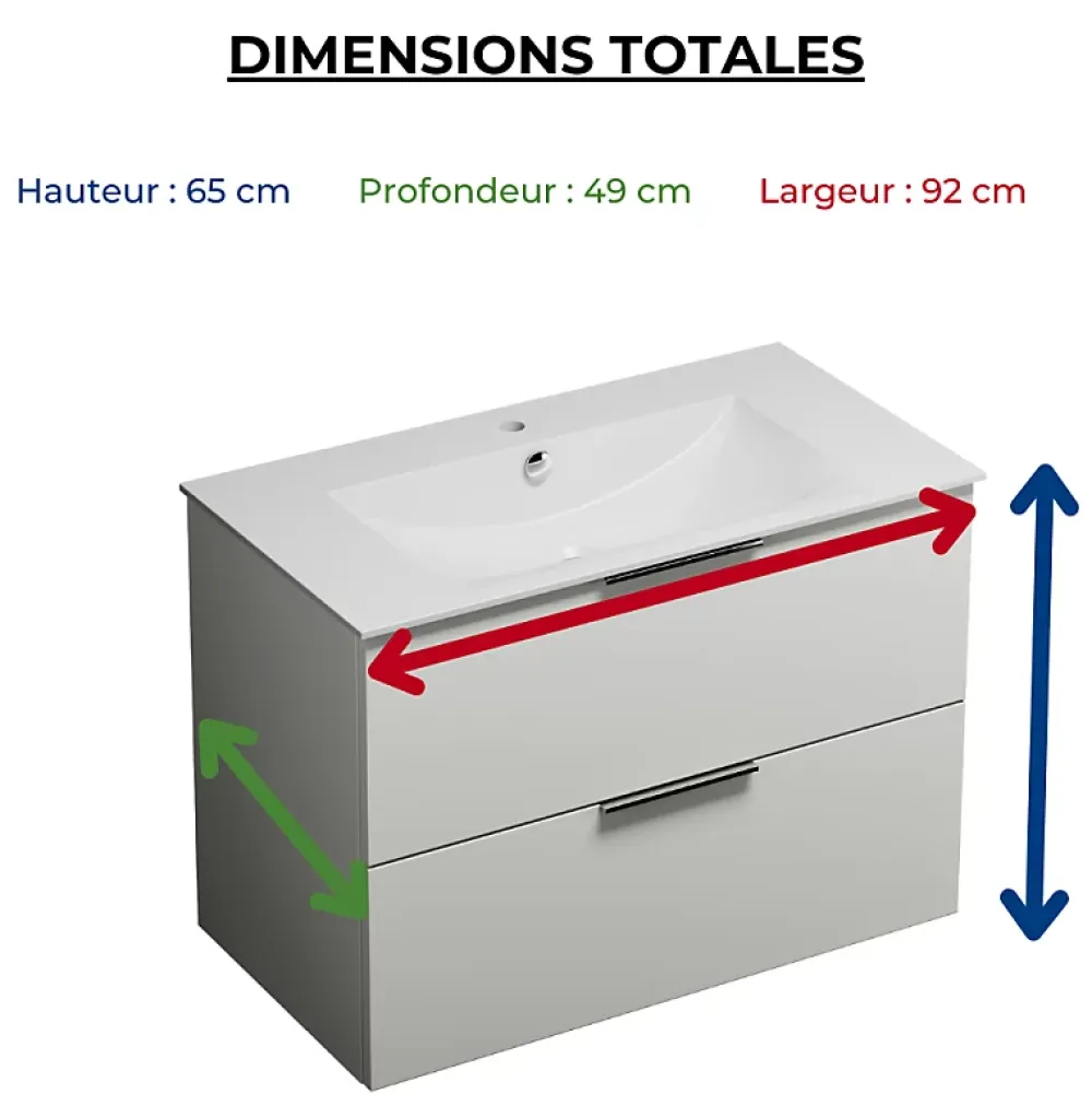 Burgbad Meuble vasque 90 cm Olena blanc brillant + colonne