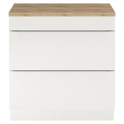 GoodHome Meuble vasque à poser blanc brillant l.80 cm Imandra + plan de toilette chêne massif Hartland,