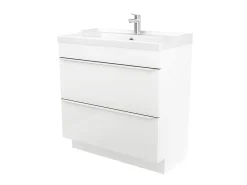 GoodHome Meuble vasque à poser blanc l.80 cm Imandra + plan vasque blanc céramique Lana,
