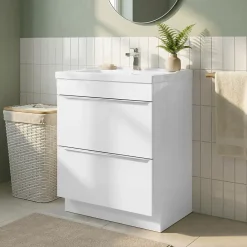 Meuble Vasque|GoodHome Meuble vasque à poser blanc l.60 cm Imandra + plan vasque blanc céramique Lana,