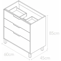Futurbath Meuble vasque à poser blanc mat l.60 cm + plan simple vasque porcelaine, Louna