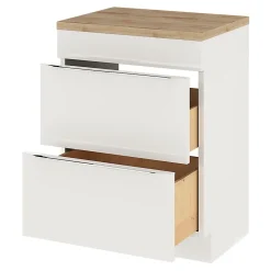 GoodHome Meuble vasque à poser blanc brillant l.60 cm Imandra + plan de toilette chêne massif Hartland,