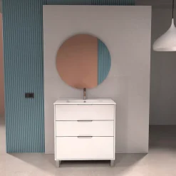 Futurbath Meuble vasque à poser blanc mat l.80 cm + plan simple vasque porcelaine, Louna