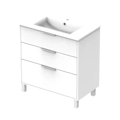 Futurbath Meuble vasque à poser blanc mat l.80 cm + plan simple vasque porcelaine, Louna