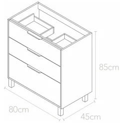 Futurbath Meuble vasque à poser blanc mat l.80 cm + plan simple vasque porcelaine, Louna