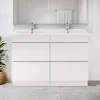 Meuble Vasque|GoodHome Meuble vasque à poser blanc brillant l.120 cm Imandra + plan double vasque blanc céramique Nira,