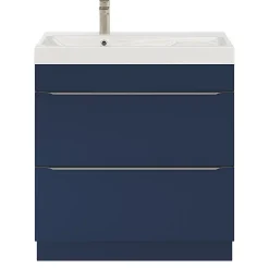 GoodHome Meuble vasque à poser bleu nuit mat l.80 cm Imandra + plan vasque blanc résine Mila,