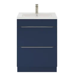 Meuble Vasque|GoodHome Meuble vasque à poser bleu nuit mat l.60 cm Imandra + plan vasque blanc céramique Nira,