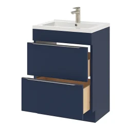 Meuble Vasque|GoodHome Meuble vasque à poser bleu nuit mat l.60 cm Imandra + plan vasque blanc céramique Nira,