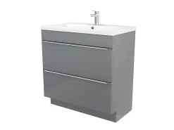 GoodHome Meuble vasque à poser gris l.80 cm Imandra + plan vasque blanc céramique Nira,