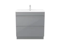 GoodHome Meuble vasque à poser gris l.80 cm Imandra + plan vasque blanc céramique Nira,
