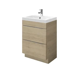 Meuble Vasque|GoodHome Meuble vasque à poser Imandra effet chêne l.60 cm + plan vasque blanc résine Mila,
