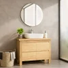 Meuble Buanderie|Cooke & Lewis Meuble vasque à poser l.120 cm chêne massif et plaqué chêne + plan de toilette stratifié effet chêne l.126 cm, Harmon