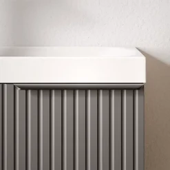 Bernstein Meuble vasque Anthracite mat strié de salle de bain 40x22x55cm (LxPxH) + vasque céramique, Poignée Noir mat - TIM40