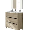 Pegane Meuble Vasque avec miroir coloris Cambrian - Hauteur 90 x Longueur 81.5 x Profondeur 46.5 cm