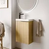 Bernstein Meuble vasque Beige strié de salle de bain 40x22x55cm (LxPxH) + vasque céramique, Poignée Noir mat - TIM40