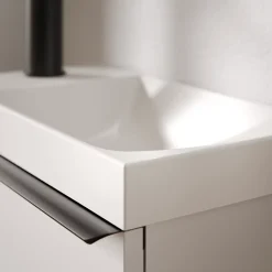 Bernstein Meuble vasque Beige strié de salle de bain 40x22x55cm (LxPxH) + vasque céramique, Poignée Noir mat - TIM40