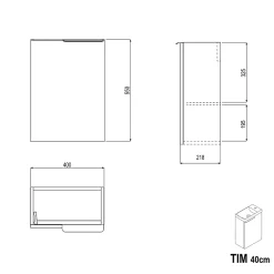 Bernstein Meuble vasque Beige strié de salle de bain 40x22x55cm (LxPxH) + vasque céramique, Poignée Noir mat - TIM40